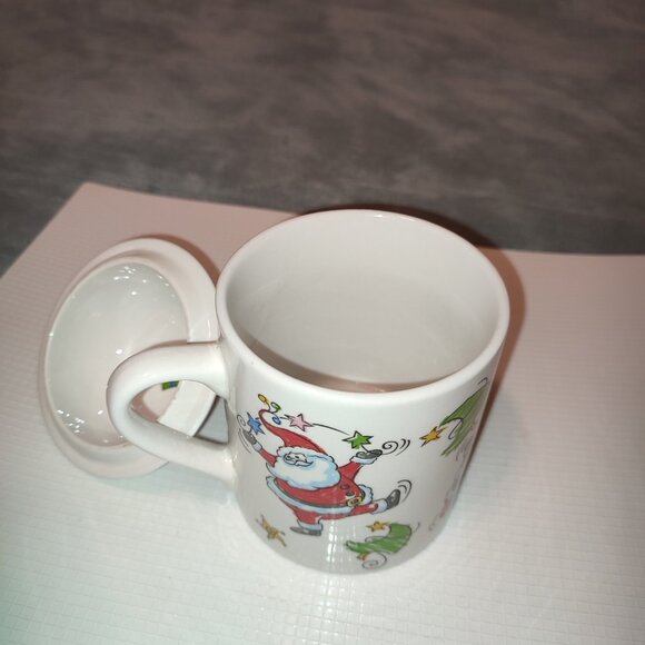 Santa Christmas Mug with Lid Tea Coffee Chocolate Candy MSI Vintage Ceramic - Picture 8 of 11